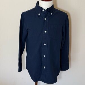Crewcuts by J Crew Long Sleeved Button Down Collared Shirt Navy Size 4-5